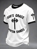 „Gottes Gnade Protein Und Shakes“ Christian Fitness Casual bedrucktes T-Shirt