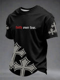 Herren-T-Shirt mit „Faith Over Fear“-Kunstdruck