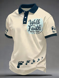 Herren Polo-Shirt „Christliches Kreuz – Gehen im Glauben, nicht im Schauen“