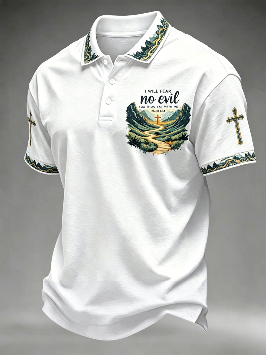 Polohemd mit christlichem Kreuz-Print für Herren