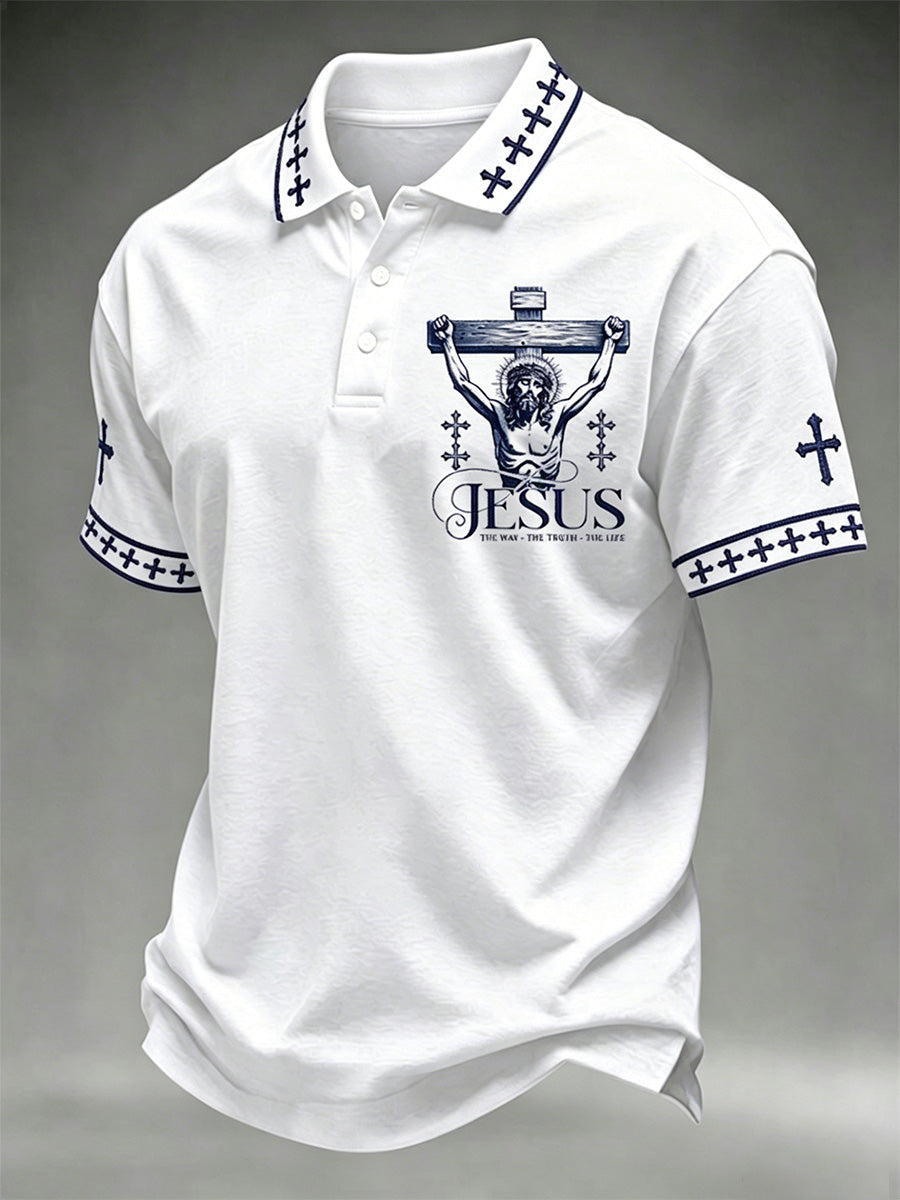 Herren Christian Kreuz Der Weg Die Wahrheit Das Leben Polo-Shirt