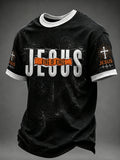 Herren T-Shirt mit christlichem Jesuskreuz, Kurzarm