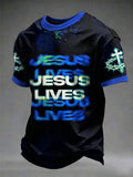 Herren T-Shirt mit christlichem Jesuskreuz, Kurzarm