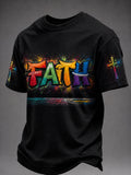 Herren T-Shirt mit Kreuz und christlichem Glauben, Kurzarm