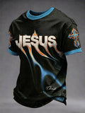 Herren T-Shirt mit christlichem Jesuskreuz, Kurzarm
