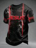 Herren T-Shirt mit christlichem Jesuskreuz, Kurzarm