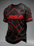 Herren T-Shirt mit christlichem Jesuskreuz, Kurzarm