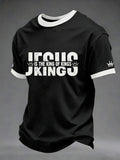 Herren T-Shirt mit christlichem Kreuz und „Jesus Is The King Of Kings“-Aufdruck