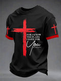 Herren T-Shirt mit christlichem Kreuz-Print