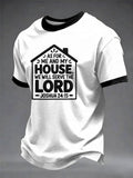 Herren-T-Shirt mit Aufdruck „Was mich und mein Haus betrifft, so wollen wir dem Herrn dienen.“