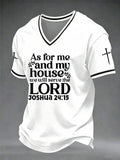 Herren V-Ausschnitt T-Shirt "Was mich und mein Haus betrifft, wir wollen dem Herrn dienen."
