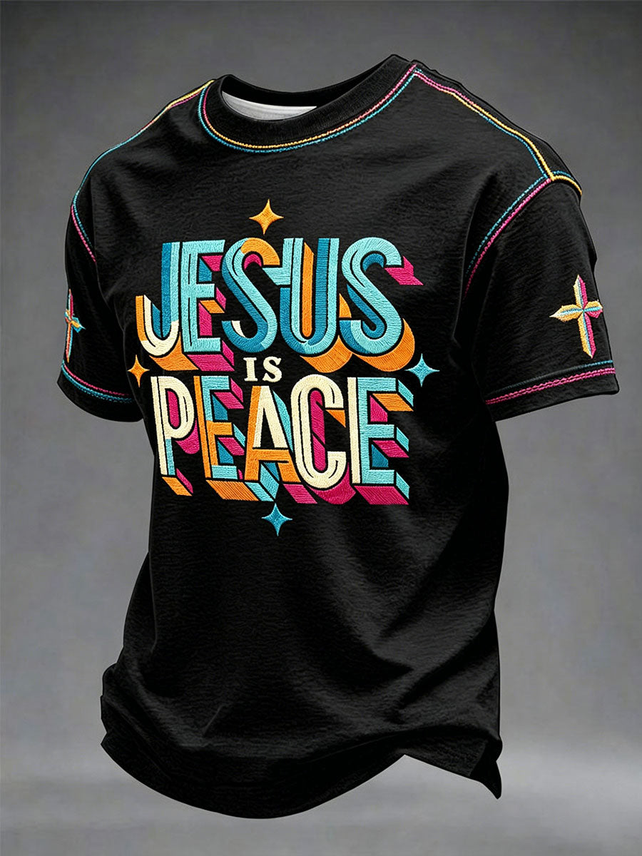 Herren „Jesus Is Peace“ Glaube Freizeit Unisex T-Shirt