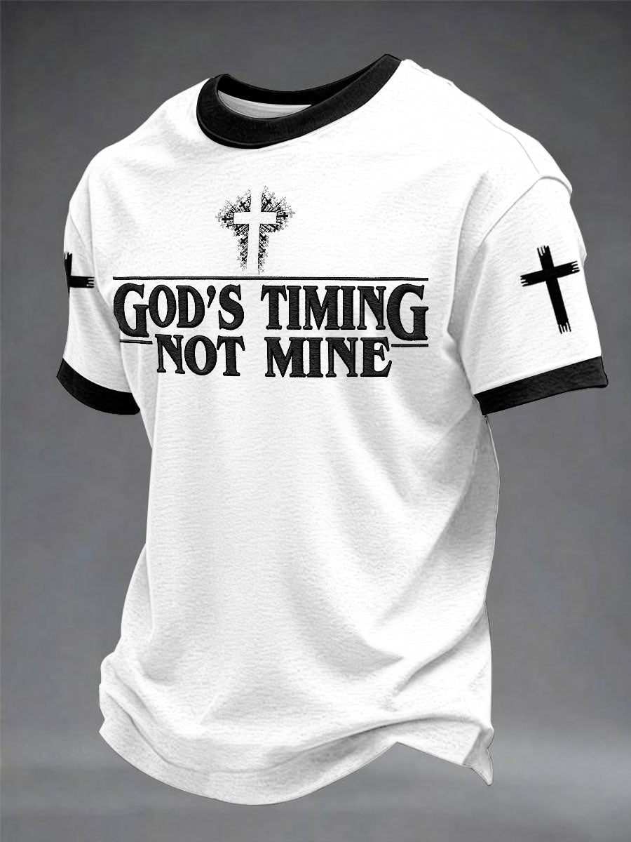 Herren „God’s Timing Not Mine“ lässiges Unisex T-Shirt