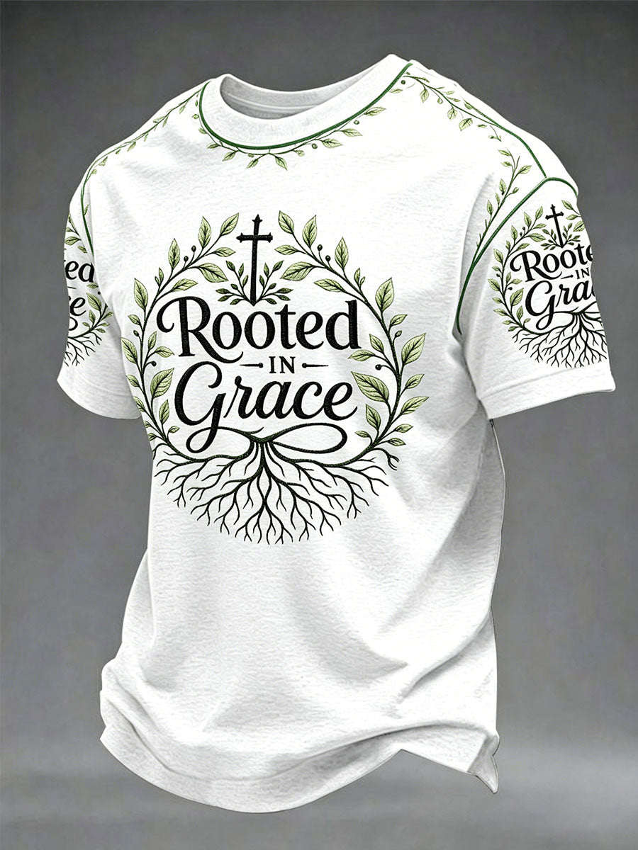 Herren “Rooted In Grace” Glaube Freizeit Unisex T-Shirt