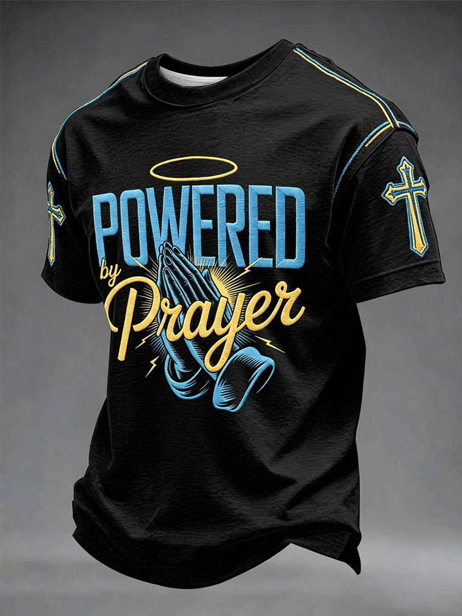 Herren "Powered By Prayer" Glaube Freizeit Unisex T-Shirt