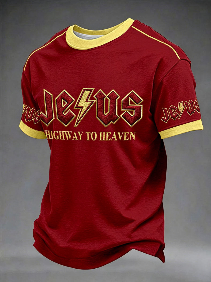 Herren T-Shirt „Jesus Highway To Heaven“ Casual Unisex
