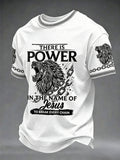 Herren T-Shirt mit Aufdruck „Christian There Is Power In The Name Of Jesus To Break Every Chain“, lässig