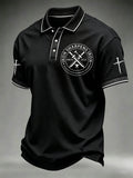 Herren Polo-Shirt "Eisen schärft Eisen" mit christlichem Kreuz, lässig bedruckt