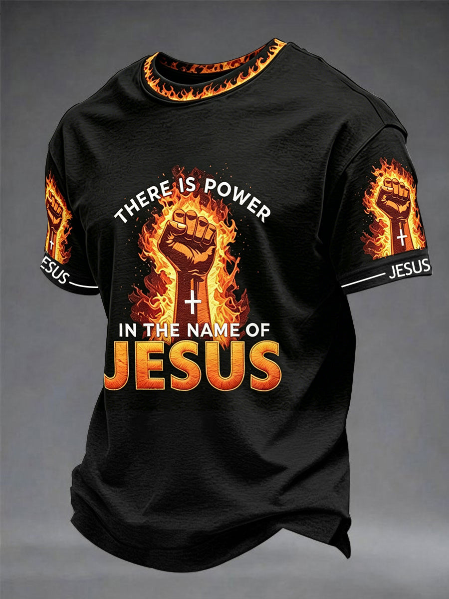 Herren christliches T-Shirt mit dem Aufdruck „There Is Power In The Name Of Jesus“