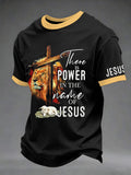 Herren T-Shirt mit Aufschrift „There Is Power In The Name Of Jesus“ Casual