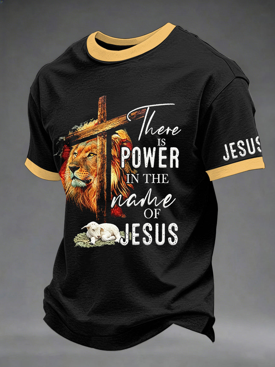 Herren T-Shirt mit Aufschrift „There Is Power In The Name Of Jesus“ Casual