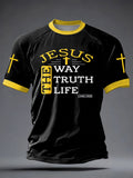 Herren T-Shirt mit "Faith"-Print, lässig, Kurzarm