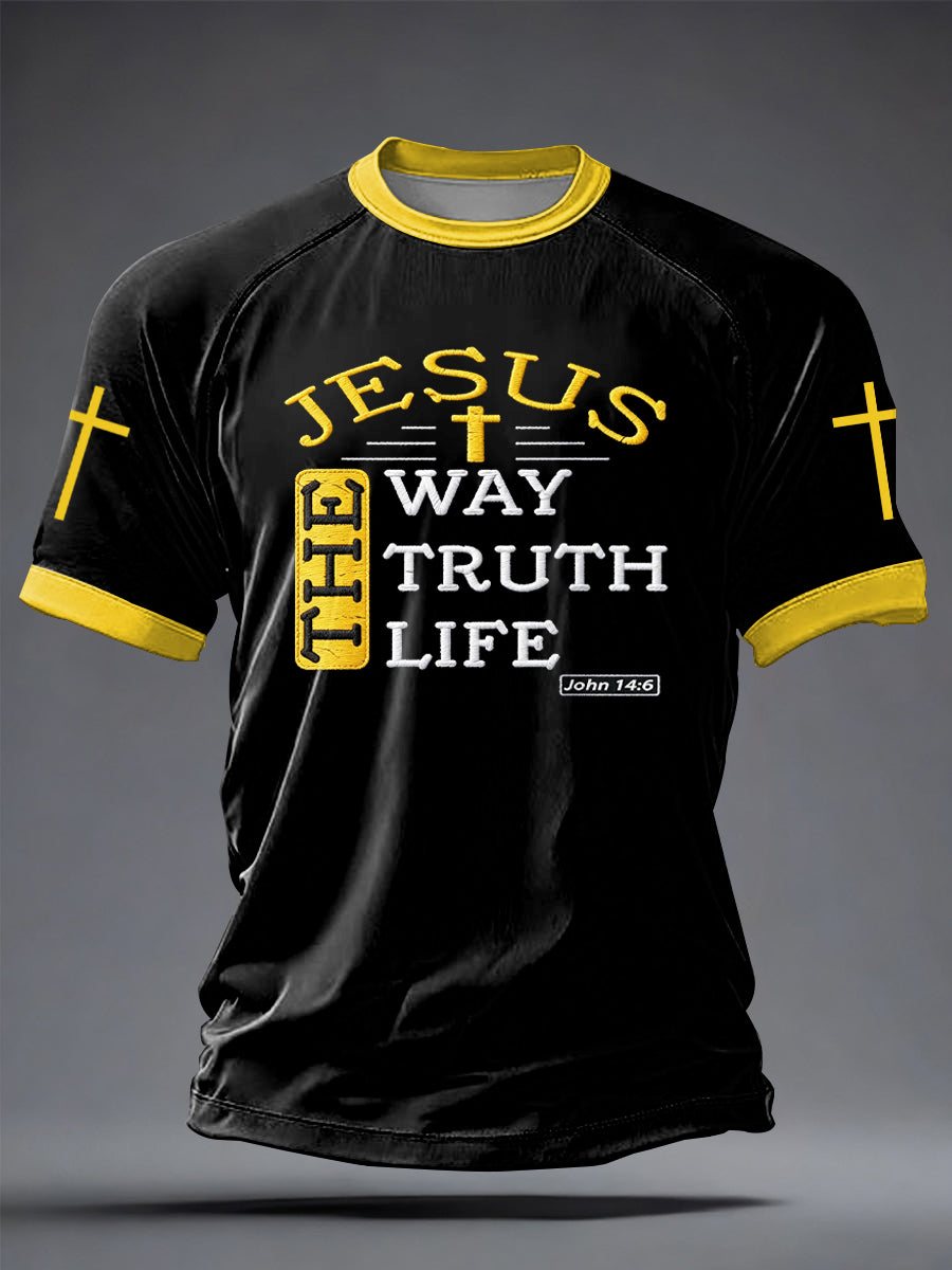 Herren T-Shirt mit "Faith"-Print, lässig, Kurzarm