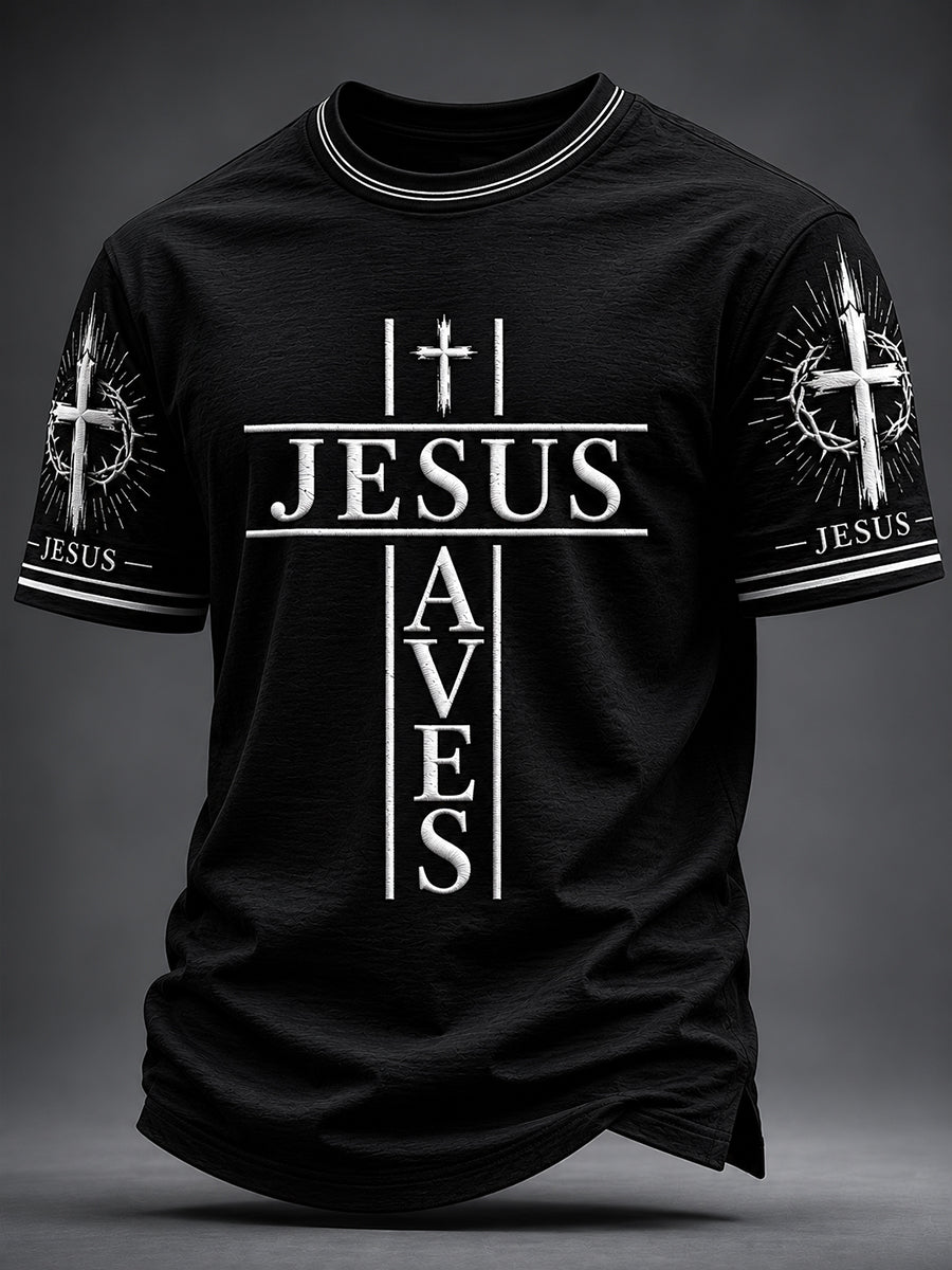Herren Christian JESUS RETTET Kreuz Kurzarm T-Shirt