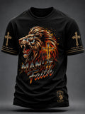 T-shirt homme à manches courtes Lion et Croix - Homme de foi chrétien