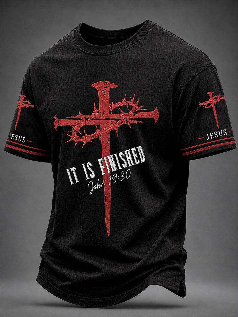 Herren christlich ES IST VOLLBRACHT JESUS Kreuz Kurzarm-T-Shirt