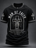 Herren T-Shirt mit Löwe und Kreuz – Christlicher Mann des Glaubens, Kurzarm