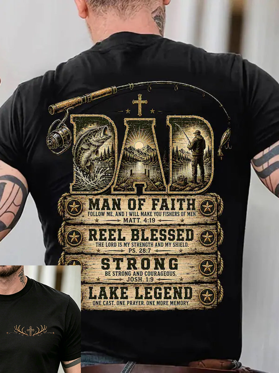 Herren Christlicher Papa Mann des Glaubens Kreuz Kurzarm-T-Shirt
