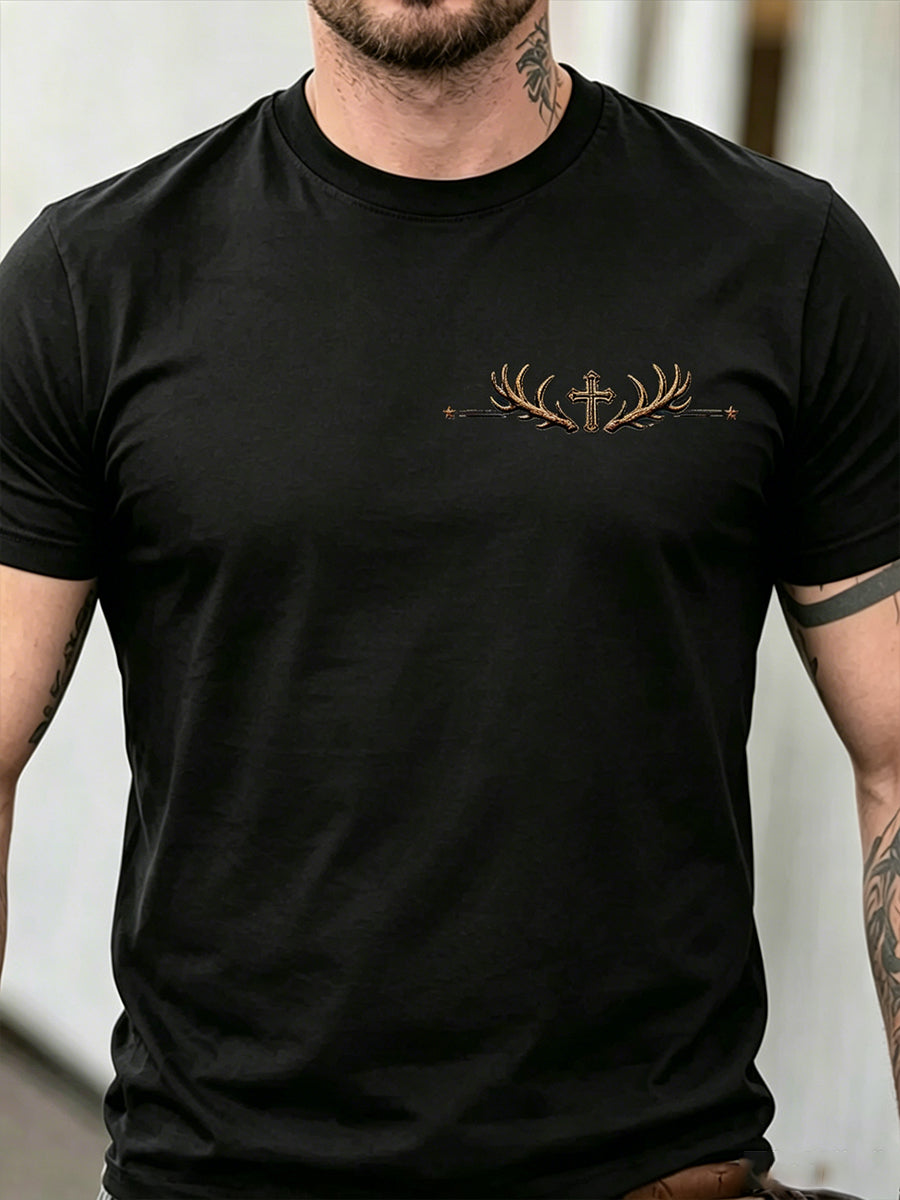 Herren Christlicher Papa Mann des Glaubens Kreuz Kurzarm-T-Shirt