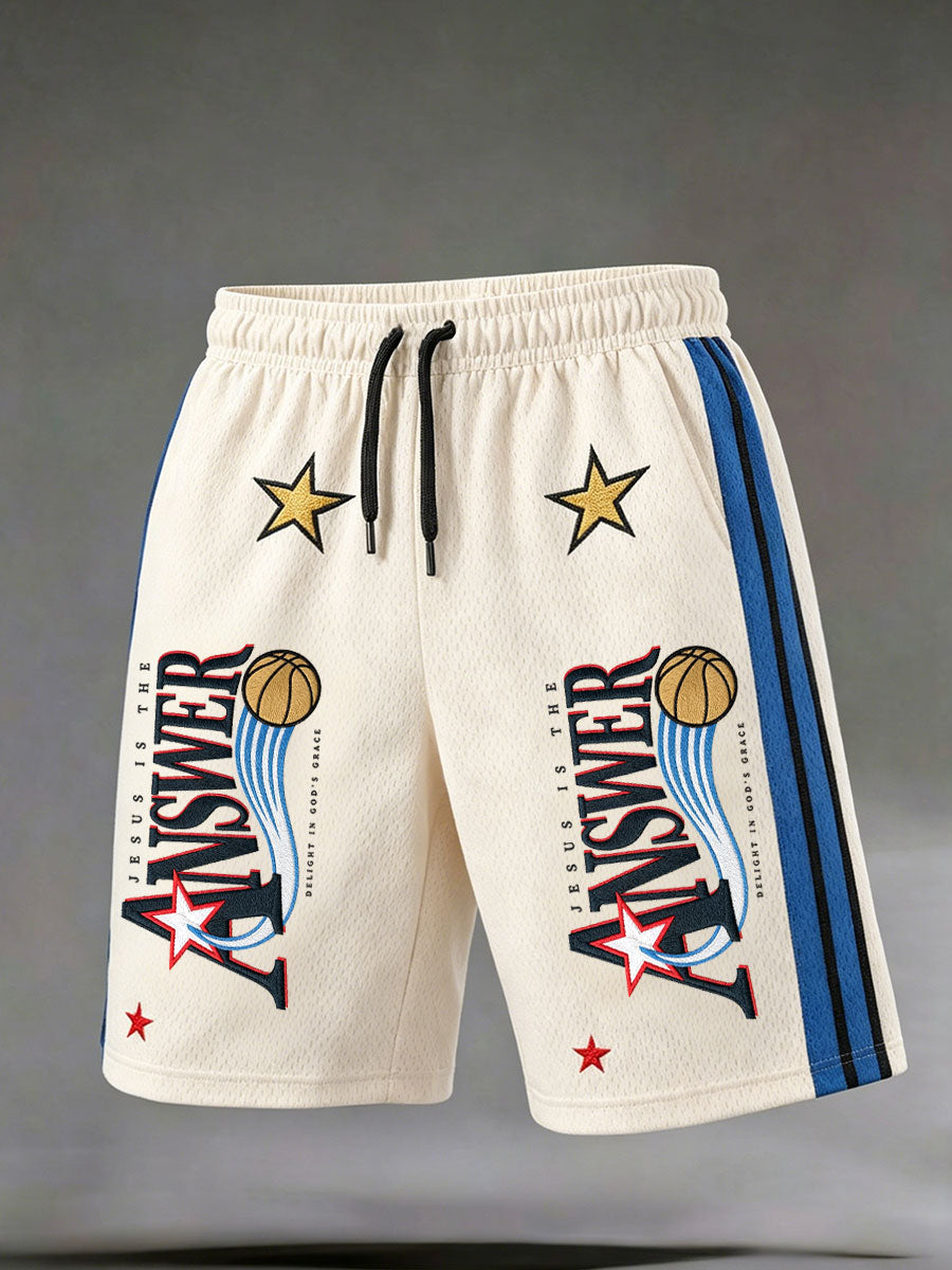 Herren-Shorts „Jesus ist die Antwort – Freude an Gottes Gnade“