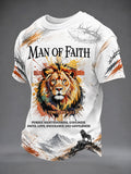 Lässiges Herren-T-Shirt mit christlichem Kreuz-Print