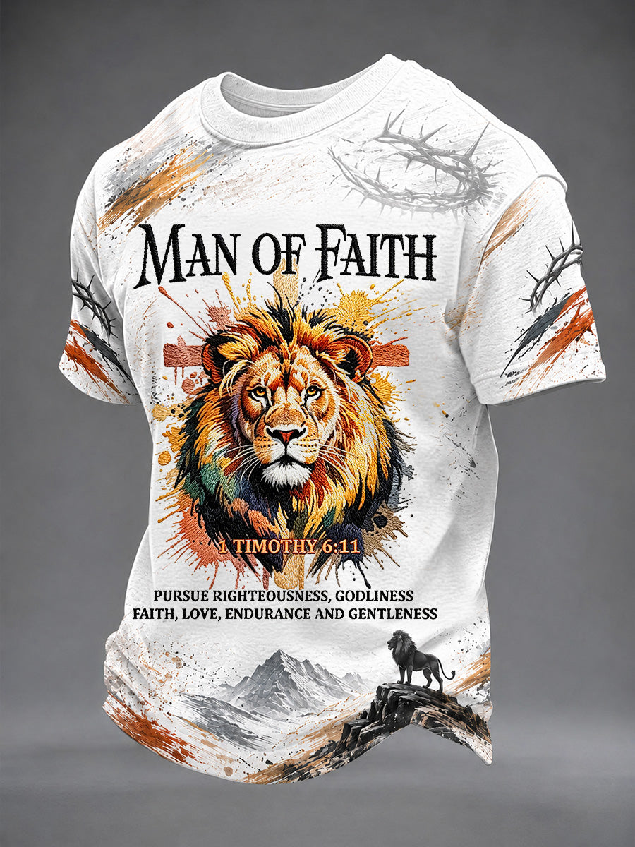 Lässiges Herren-T-Shirt mit christlichem Kreuz-Print