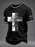 Herren T-Shirt mit christlichem Kreuz-Print, leger