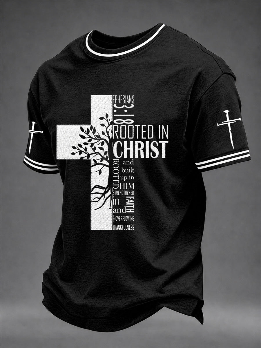 Herren T-Shirt mit christlichem Kreuz-Print, leger