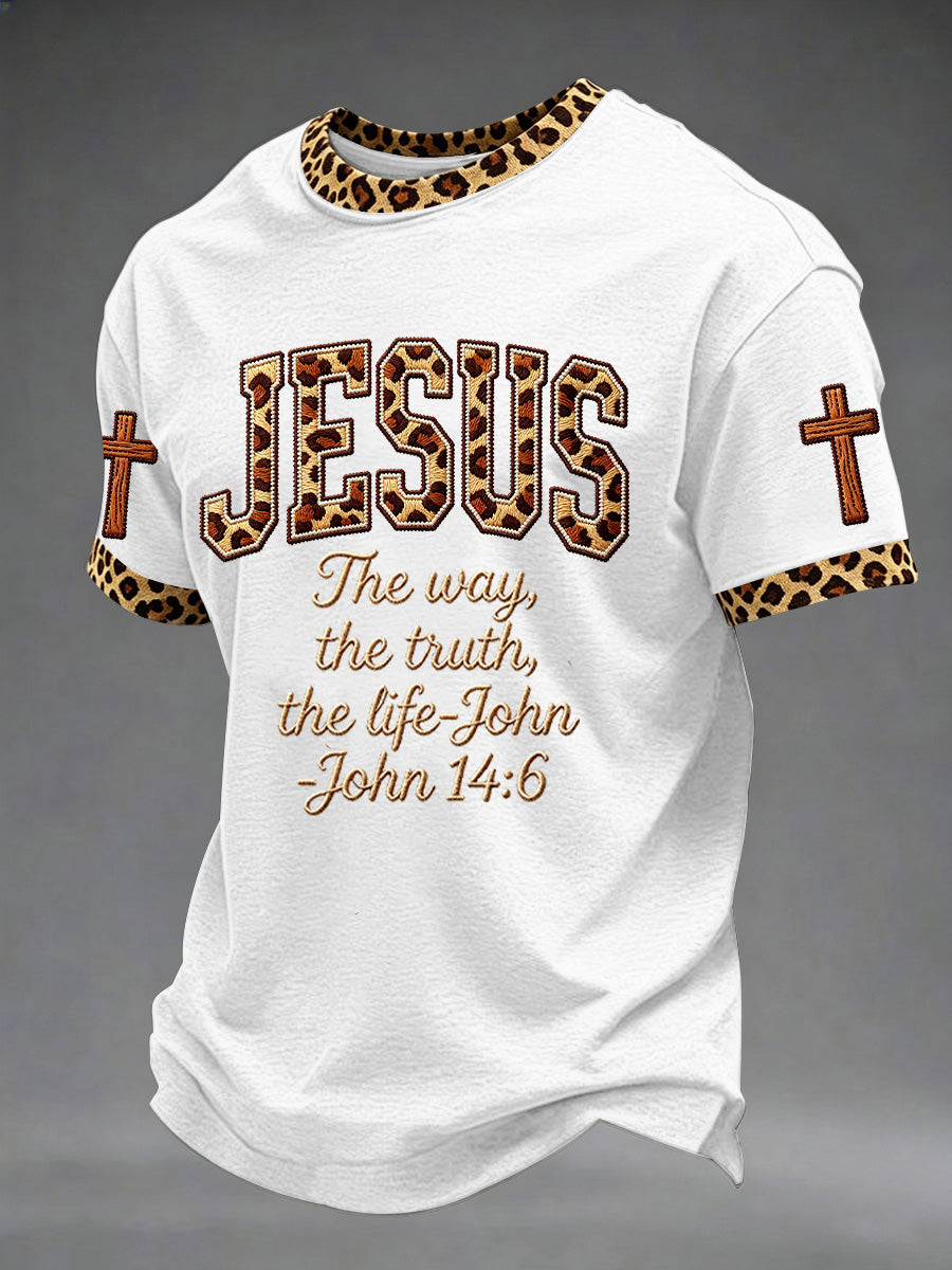 Men's Christian Cross Print Casual Tee