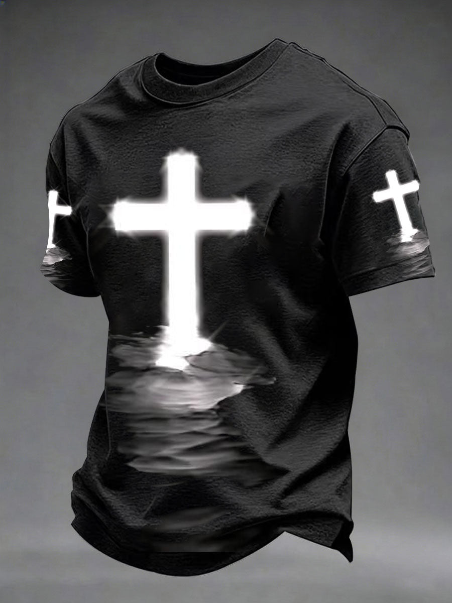 Herren-T-Shirt mit Glaubens-Print, lässig
