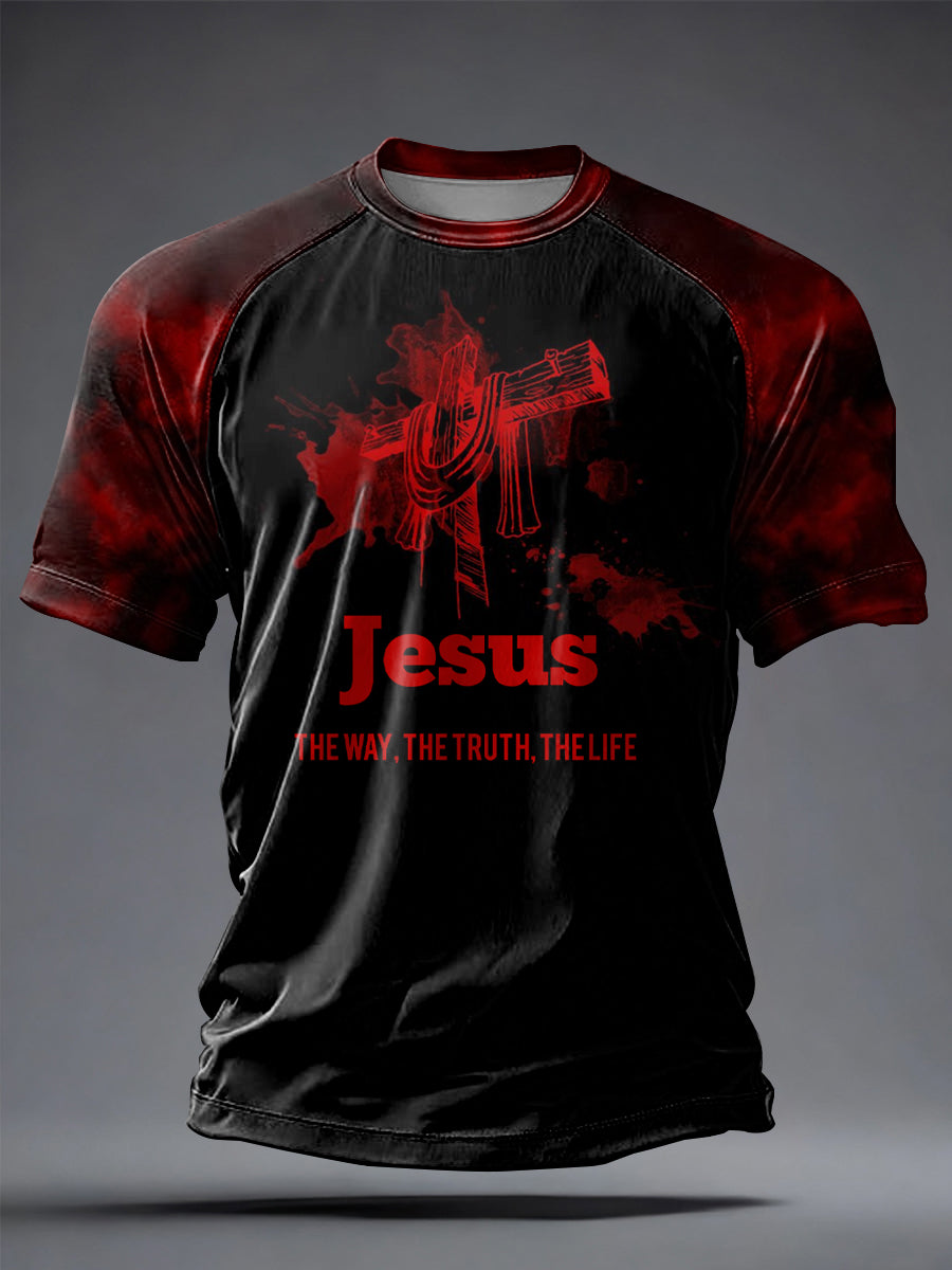 Herren T-Shirt mit "Faith"-Print, kurzärmelig, leger