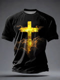 Herren T-Shirt mit Glaubens-Print, lässig, Kurzarm