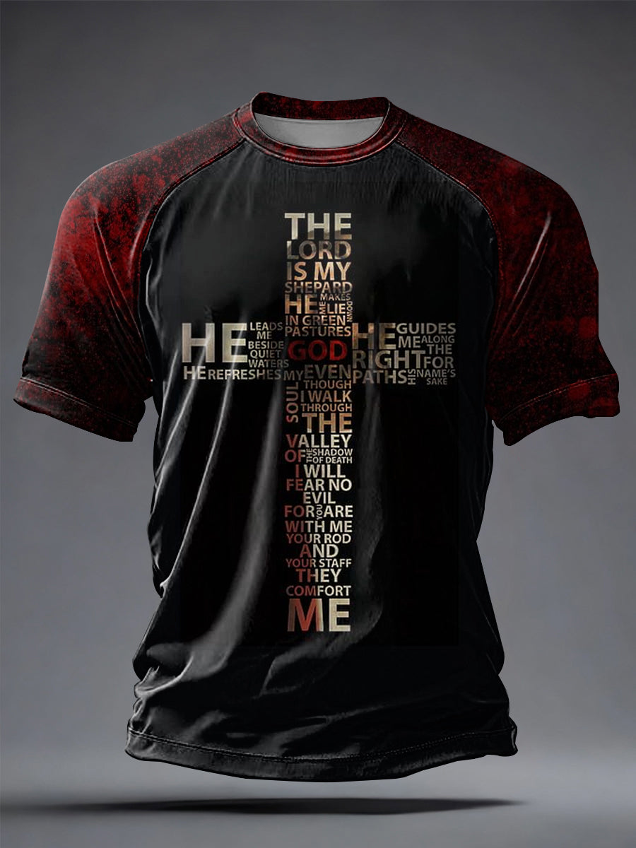 Herren T-Shirt mit Glaubens-Print, lässig, kurze Ärmel