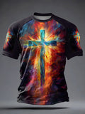 Herren-T-Shirt mit Glaubens-Print, lässig, Kurzarm