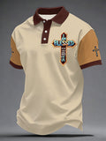 Herren-Freizeitpolo mit christlichem Kreuzdruck