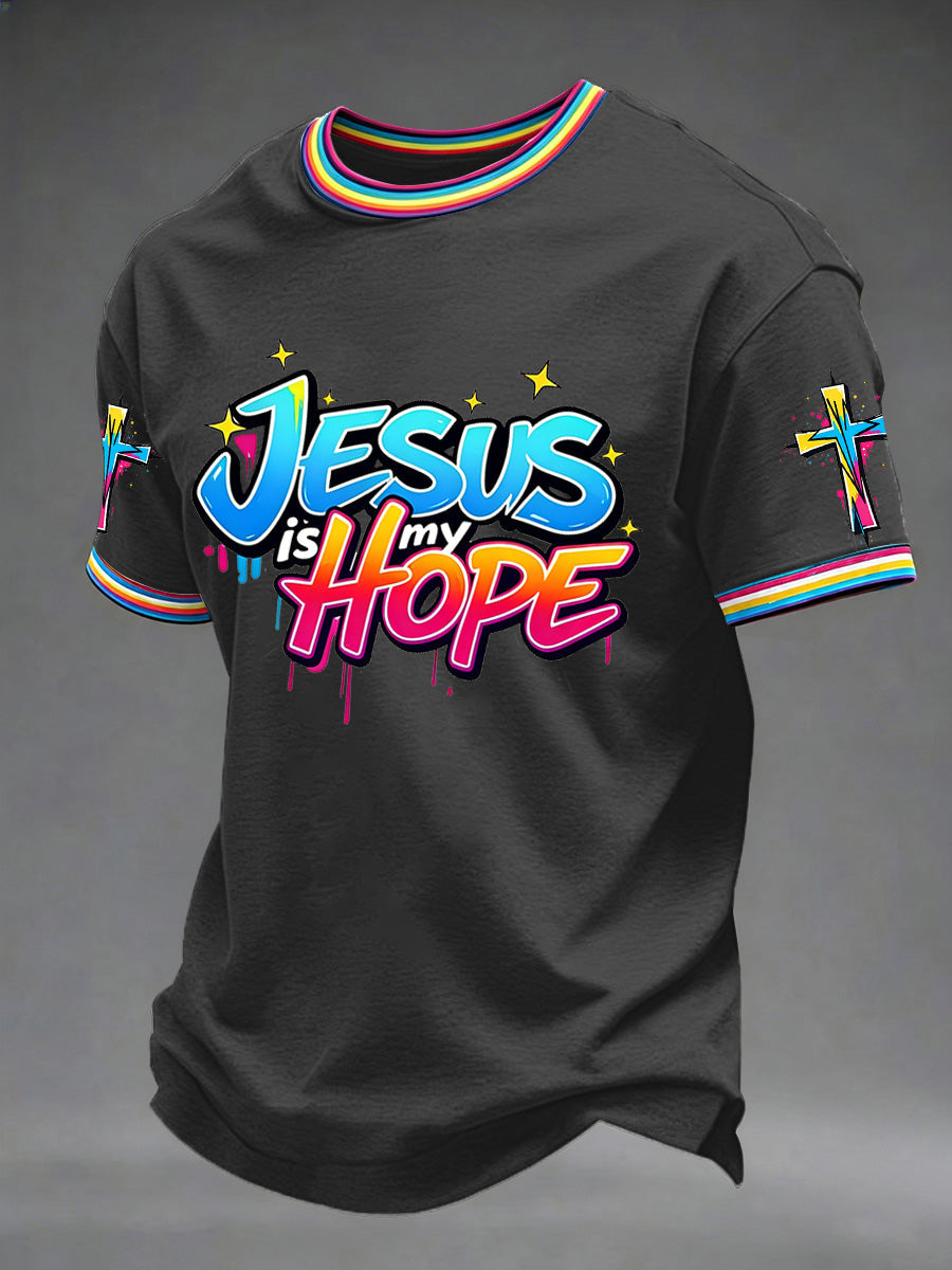 Men's Christian Cross Print Casual Tee