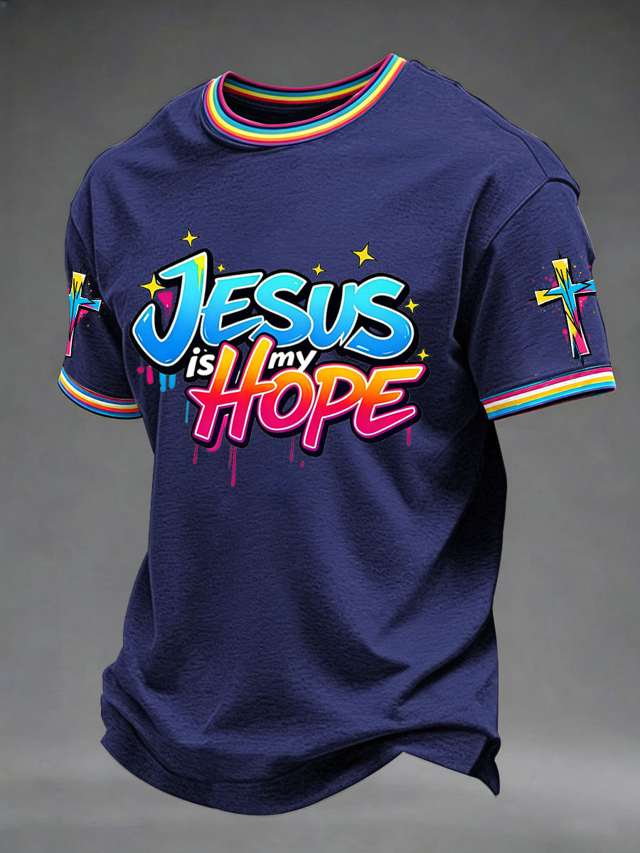 Men's Christian Cross Print Casual Tee