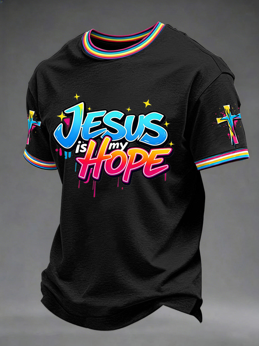 Men's Christian Cross Print Casual Tee