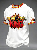 Herren T-Shirt mit christlichem Kreuz-Print, lässig