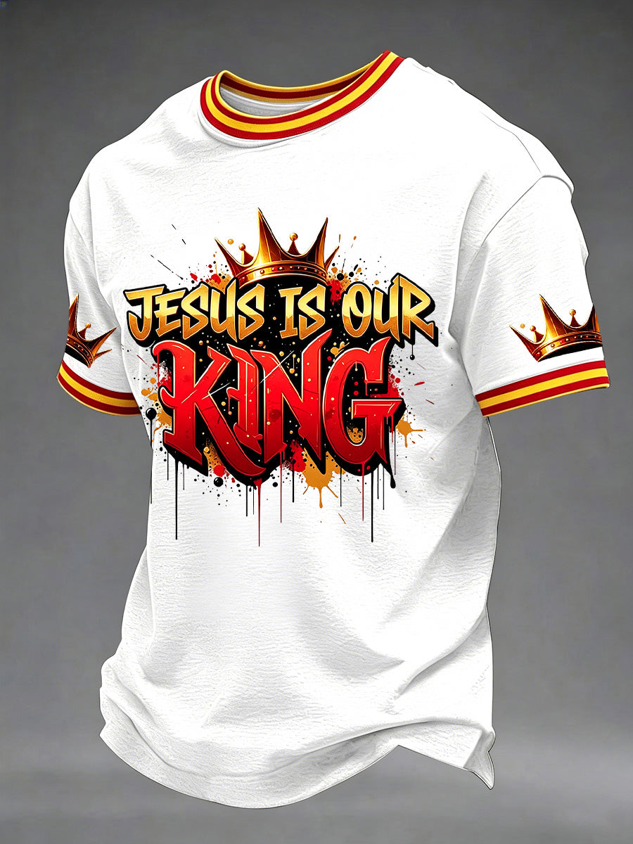 Herren T-Shirt mit christlichem Kreuz-Print, lässig